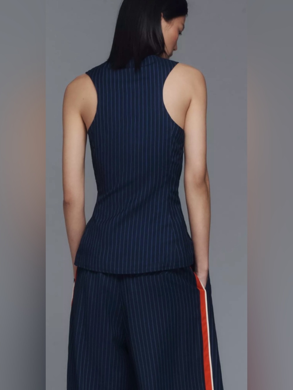 New Anthropologie Maeve Shrunken Vest Blue Small - Picture 2 of 5